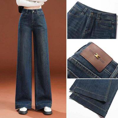 春新秋直腿筒阔牛仔裤绒女松款高腰加加OSXTOSXT11561156裤子宽显
