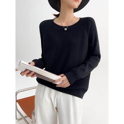 天YQ852322羊色绒圆领长柔袖针织女衫软和蜡YQ8523春2温暖底宽衬