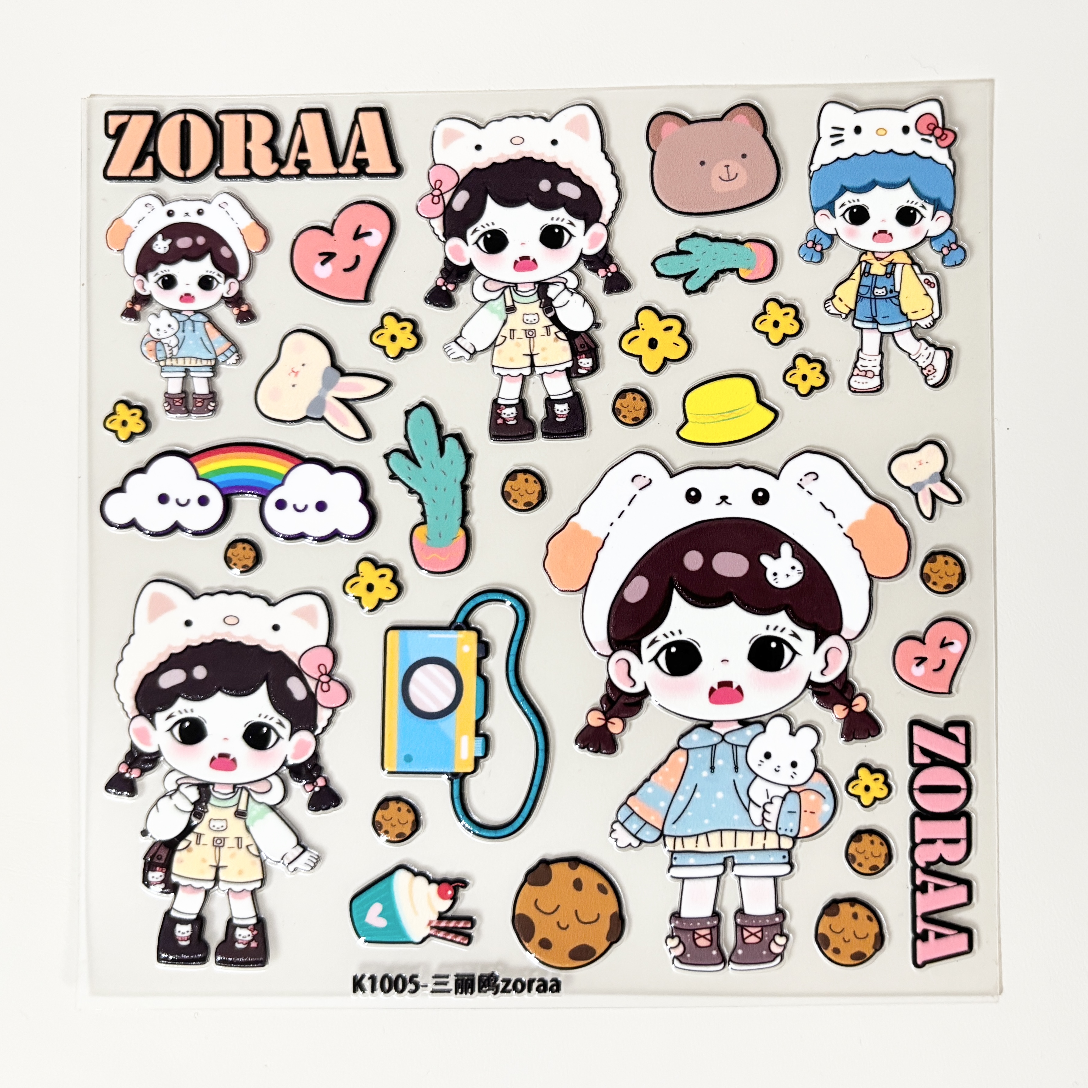 Du家定制DIY手工三丽鸥zoraa大卡5D浮雕果冻立体贴纸盲装饰背卡