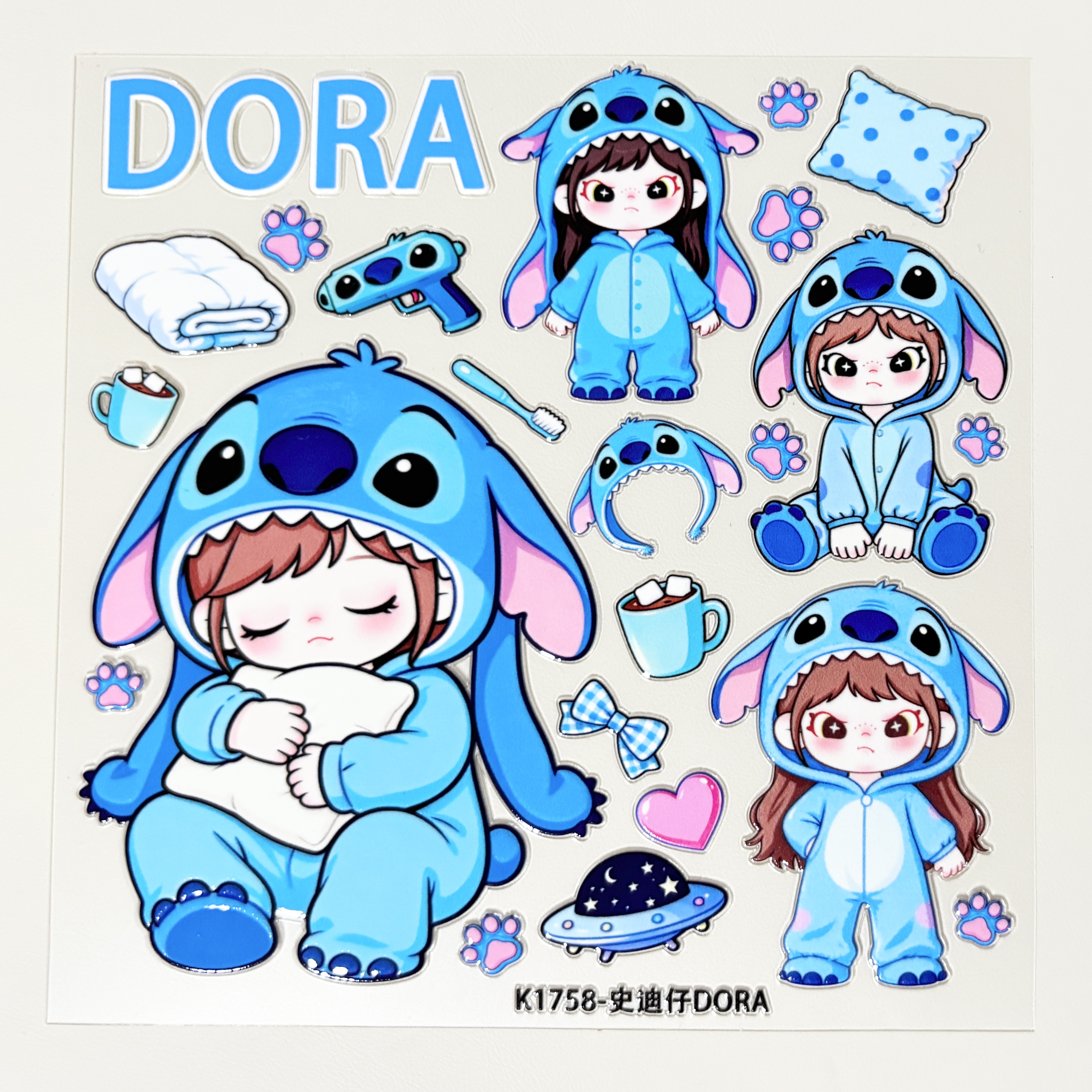 Du家定制DIY手工史迪仔DORA大卡5D浮雕果冻立体贴纸装饰背卡