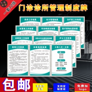 医院诊所门诊规章制度卫生室医护人员管理制度医师工作职责管理牌