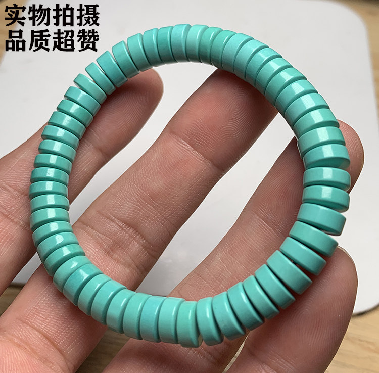 精工绿松石直切隔珠手串