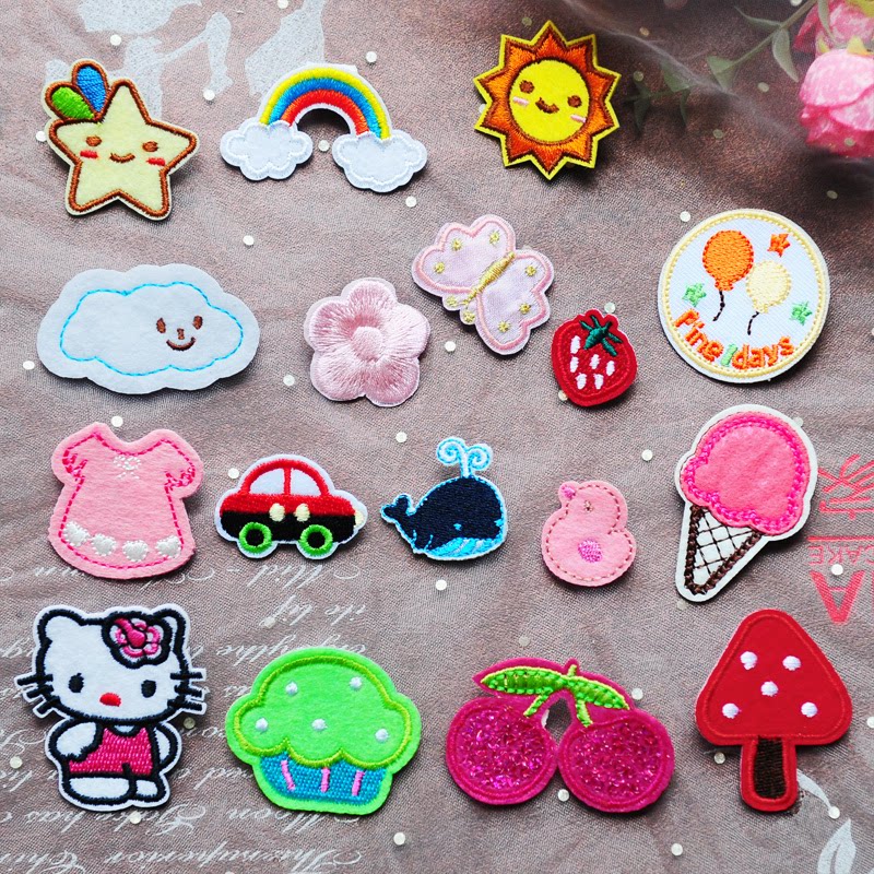 小号卡通太阳彩虹刺绣布贴儿童可爱毛衣服装饰贴花裤子破洞补丁贴