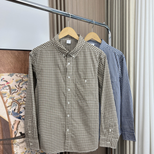 本 男女外贸时髦宽松细格衬衫 细腻100棉 秋季 亲肤透气 日系版