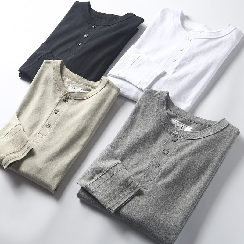 自留推荐！新疆一级棉！秋季男士外贸透气休闲亨利领纯色长袖T恤,男装,T恤,淘宝优惠券,粉丝福利购,淘宝优惠卷