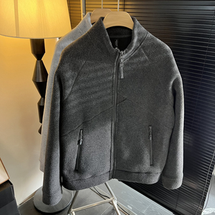 男女同款!利落剪裁!外贸男装秋冬厚实保暖立领休闲摇粒绒外套潮