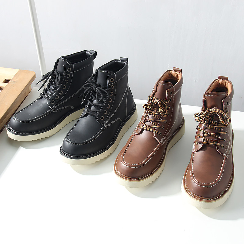 一眼即爱！疯马皮！头层牛皮！外贸男士秋冬户外工装风高帮马丁靴,流行男鞋,马丁靴,淘宝优惠券,粉丝福利购,淘宝优惠卷