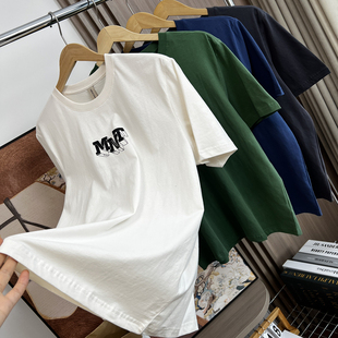 外贸精棉碳素短绒磨毛前后印花短袖 时尚 男士 夏季 T恤潮 字母印花