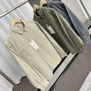 秋季 外贸男装 纯色百搭休闲工装 风长袖 潮 设计师线 衬衫 全棉亲肤