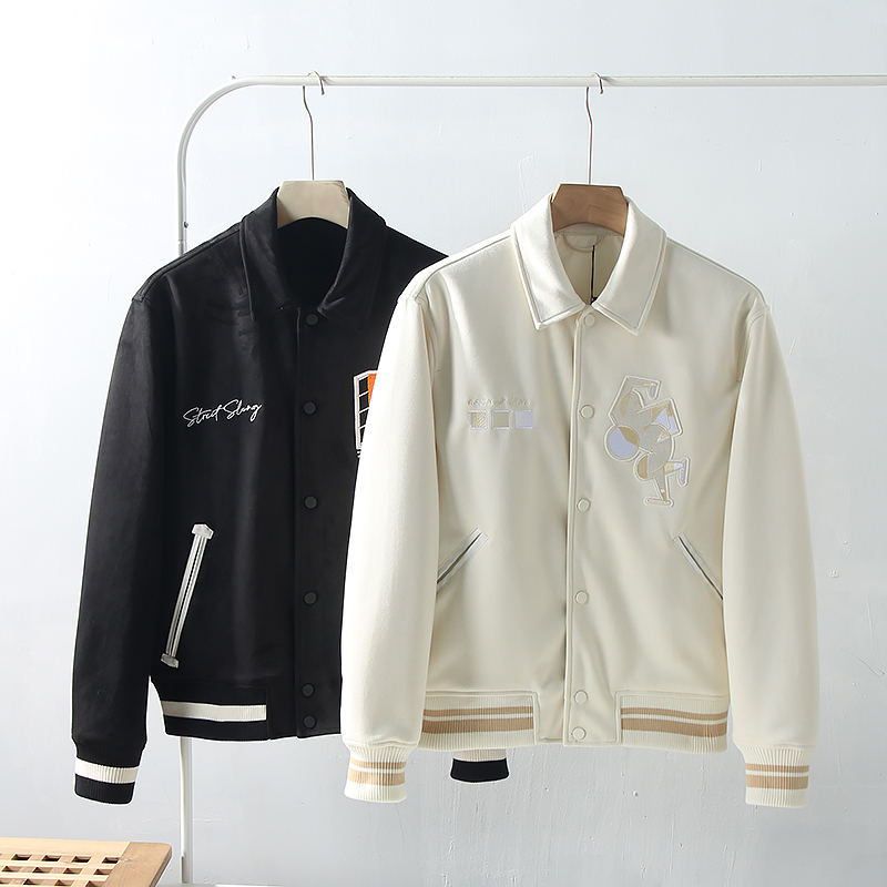 刺绣翻领棒球服休闲夹克外套