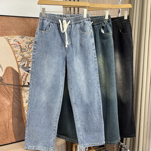 松紧腰宽松舒适百搭休闲牛仔裤 满分推荐 秋季 外贸男装 舒适清爽
