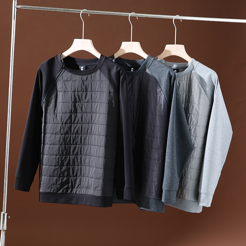 拼接拉链套头插肩卫衣