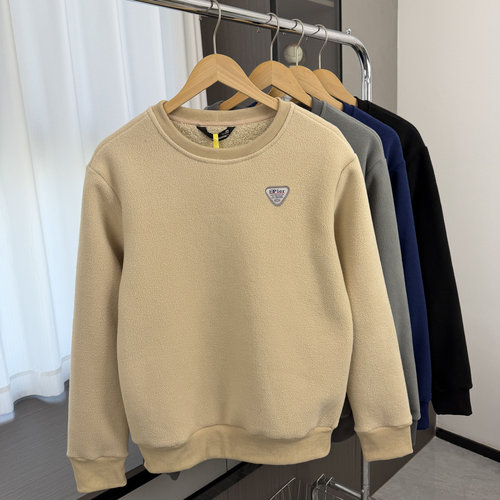 秋冬男士外贸圆领加绒保暖卫衣