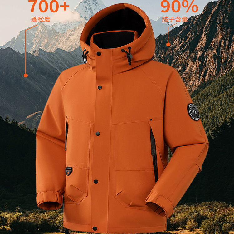 90白鸭绒!户外三防保暖羽绒服