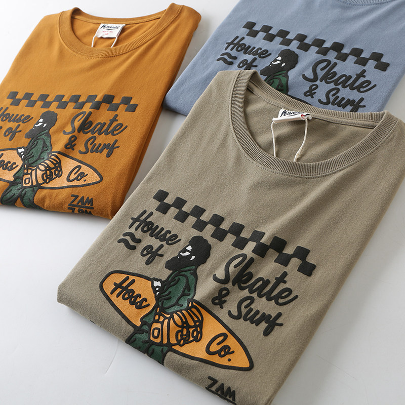 吊卡499米！客供全棉水洗磨毛！夏季男士外贸滑板人物印花短袖T恤,男装,T恤,淘宝优惠券,粉丝福利购,淘宝优惠卷