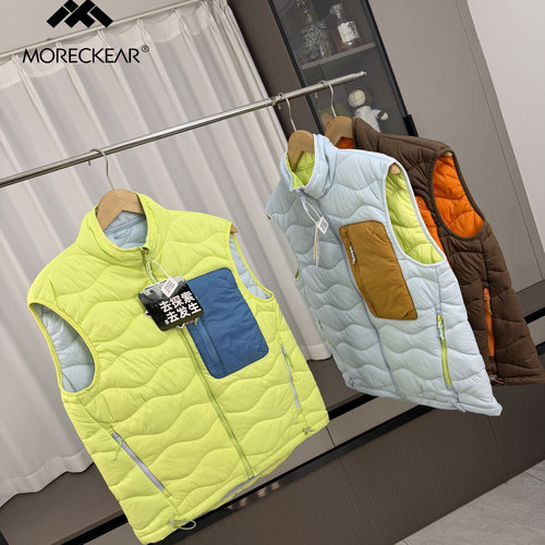 户外山系！情侣款！外贸男装秋冬撞色减龄百搭保暖立领棉马甲外套