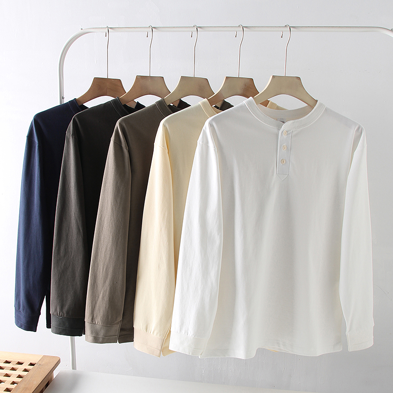 休闲长袖T恤300g洗水双纱面料
