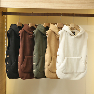 休闲连帽背心秋冬马甲外套 羊羔绒保暖男士 大捡漏 380g超细摇粒绒