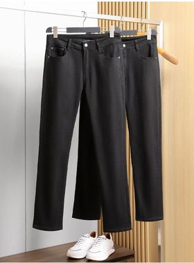 柜4K9！奢华马毛！外贸男装春秋商务休闲修身弹力黑色简约牛仔裤