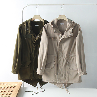 帅 就对了！欧美风格！ 外贸男装秋季时尚中长款工装风衣连帽外套