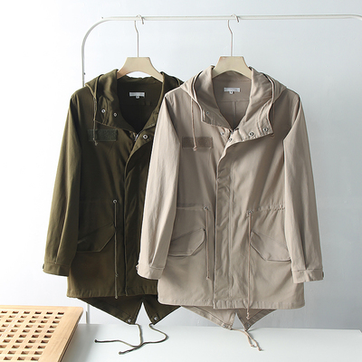 时尚中长款工装风衣连帽外套