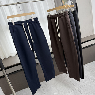 外贸弯刀裁剪直筒休闲裤 设计师款 男士 秋季 潮 蜂窝五明治空气层