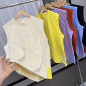 自留推荐 清凉透气休闲运动百搭背心T恤 夏季 明线设计 外贸男装