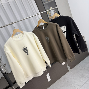 秋冬舒适百搭圆领休闲长袖 设计师线 外贸男装 印花 打底卫衣 个性