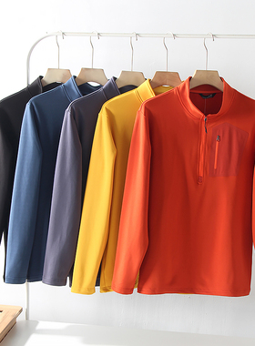 鼎力推荐！户外飞禽系列！外贸男装秋冬加绒运动半拉链长袖T恤潮