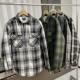 自留推荐 潮 秋冬加绒加厚宽松休闲格子衬衫 保暖不臃肿 外贸男装