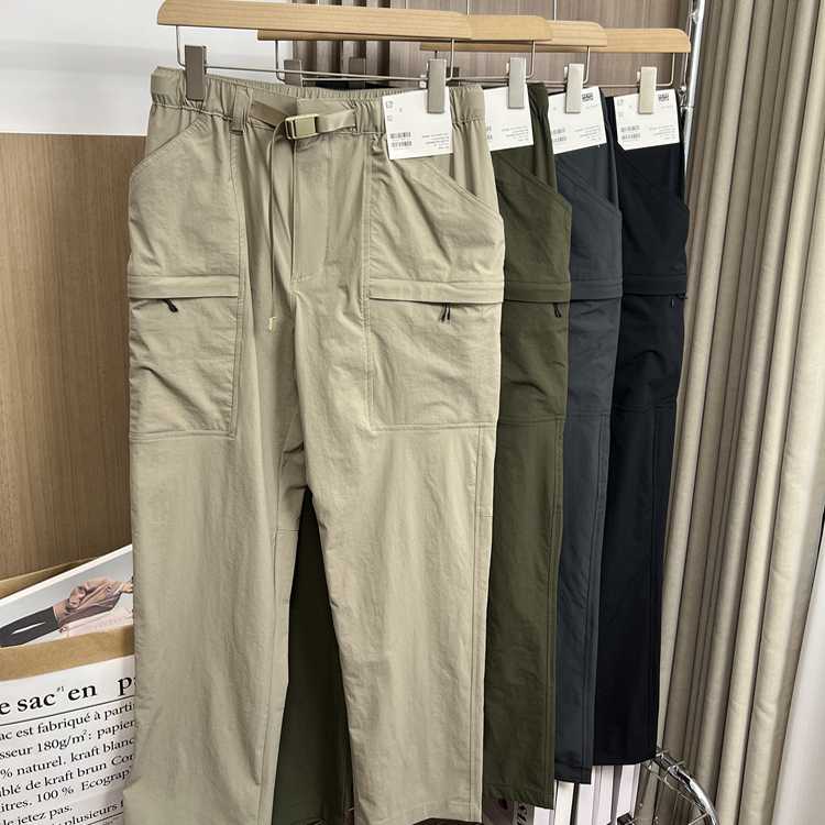 男女可穿!防泼水面料!外贸男装春夏户外机能宽松工装腰带休闲裤