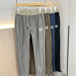 秋冬厚实细腻百搭松紧腰灯芯绒休闲裤 外贸男装 腰部撞色 自留款
