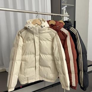 清仓捡漏！三防科技面料！冬季男士外贸时尚休闲拼接条纹棉服外套