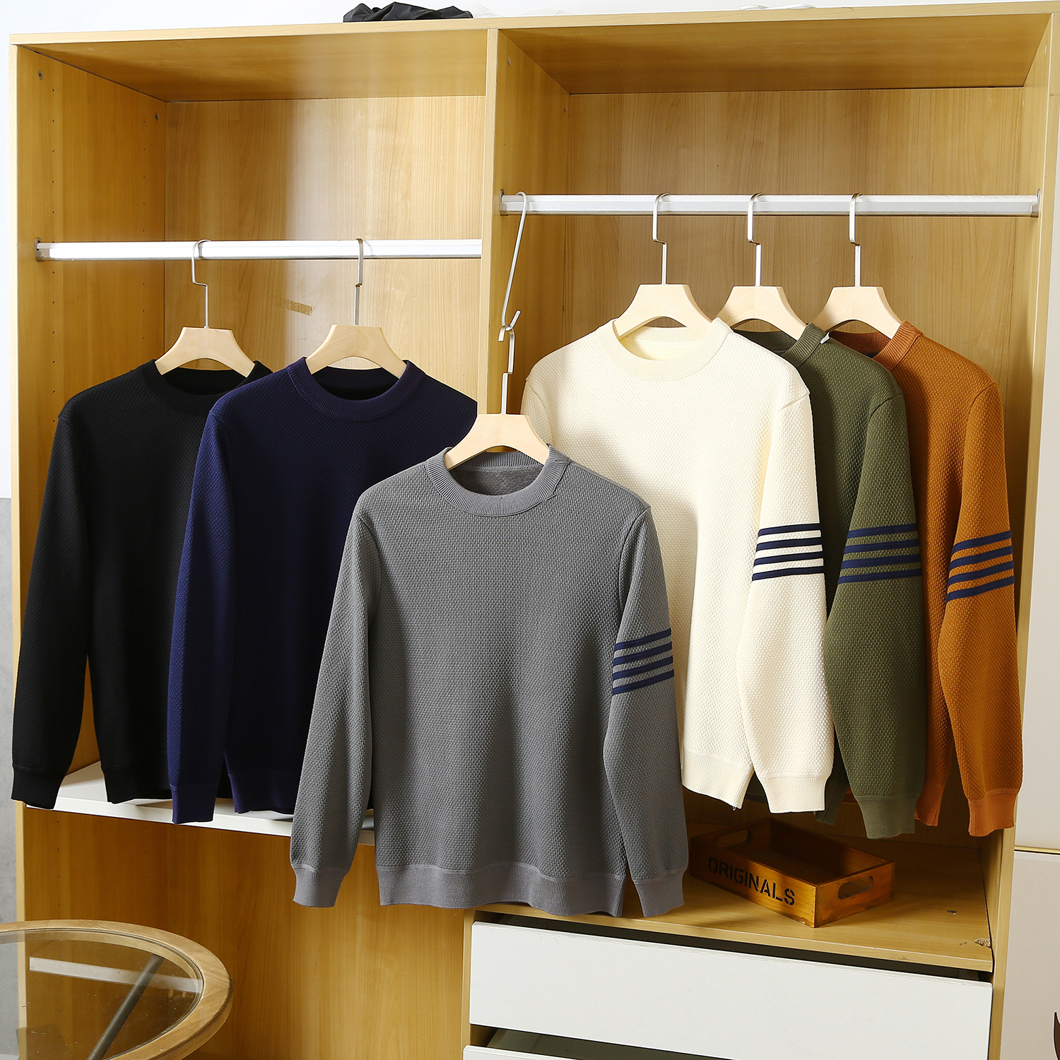 加绒加厚保暖套头针织衫毛衣