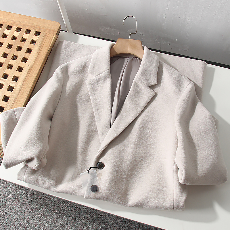 高端羊毛混纺加厚毛呢大衣外套