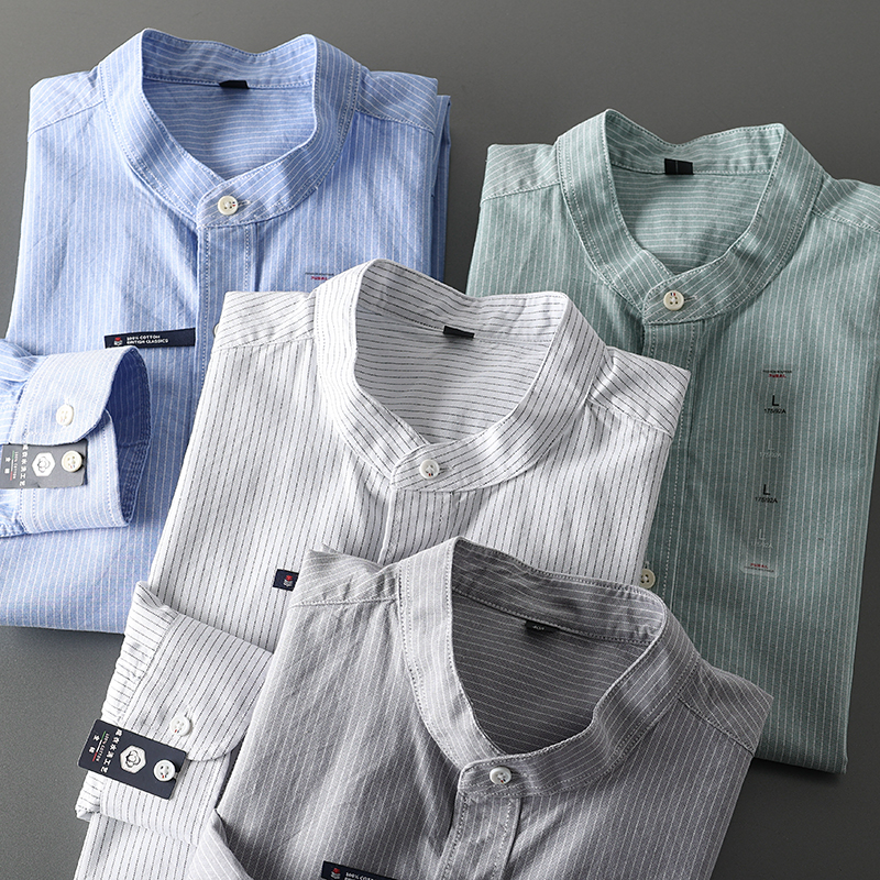 人手一件！客供牛津纺面料！外贸男装春季新款休闲条纹衬衣衬衫潮
