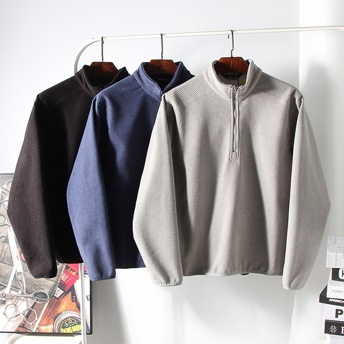 半拉练套头加绒卫衣潮