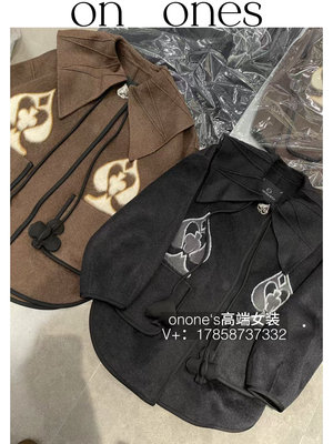 onones高端女装2025小众设计款娃娃领中长款双面羊毛大衣年货