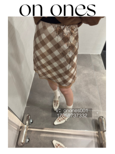 小众设计款 亮片格子拼接下摆纱半身裙 2026新款 onones高端女装