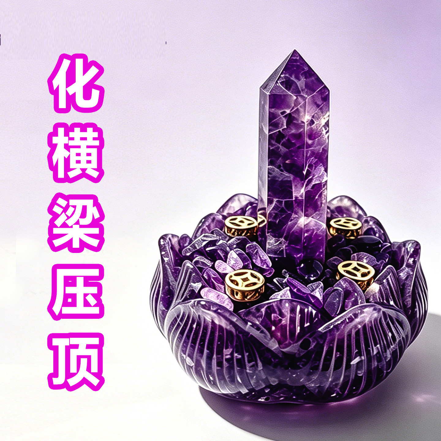 天然紫水晶横梁压顶化解摆件办公室工位房梁卧室压床镇宅玄学招财图片