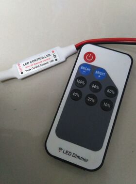 5v6v12v24vLED单色调光器开关迷你无线射频亮度调节器遥控器