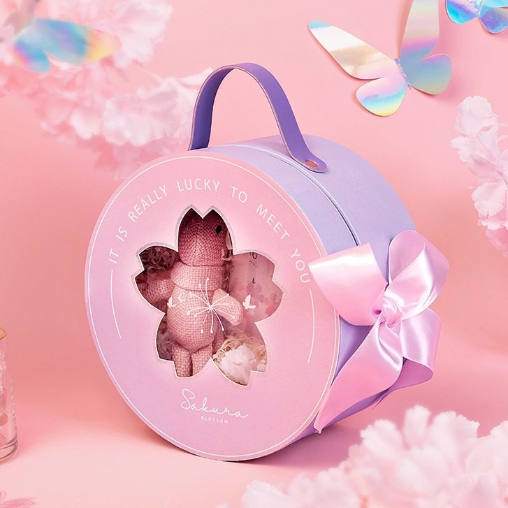 礼物盒纪念礼物袋手提圆形 樱花仪式感 送女友送妈妈礼品袋子空大,包装,水果包装,淘宝优惠券,粉丝福利购,淘宝优惠卷