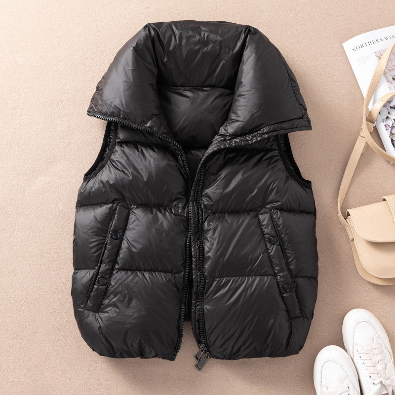 羽绒棉马甲女短款秋冬2025新款宽松坎肩背心外穿时尚黑色马夹外套