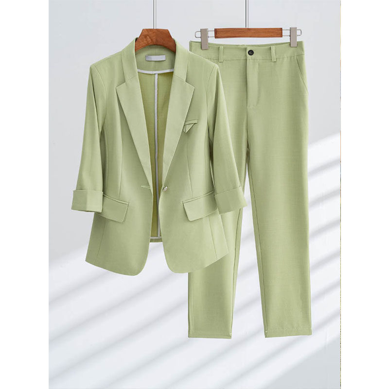 西装套装女春秋薄款2025新款时尚小个子西服外套上衣西装裤两件套