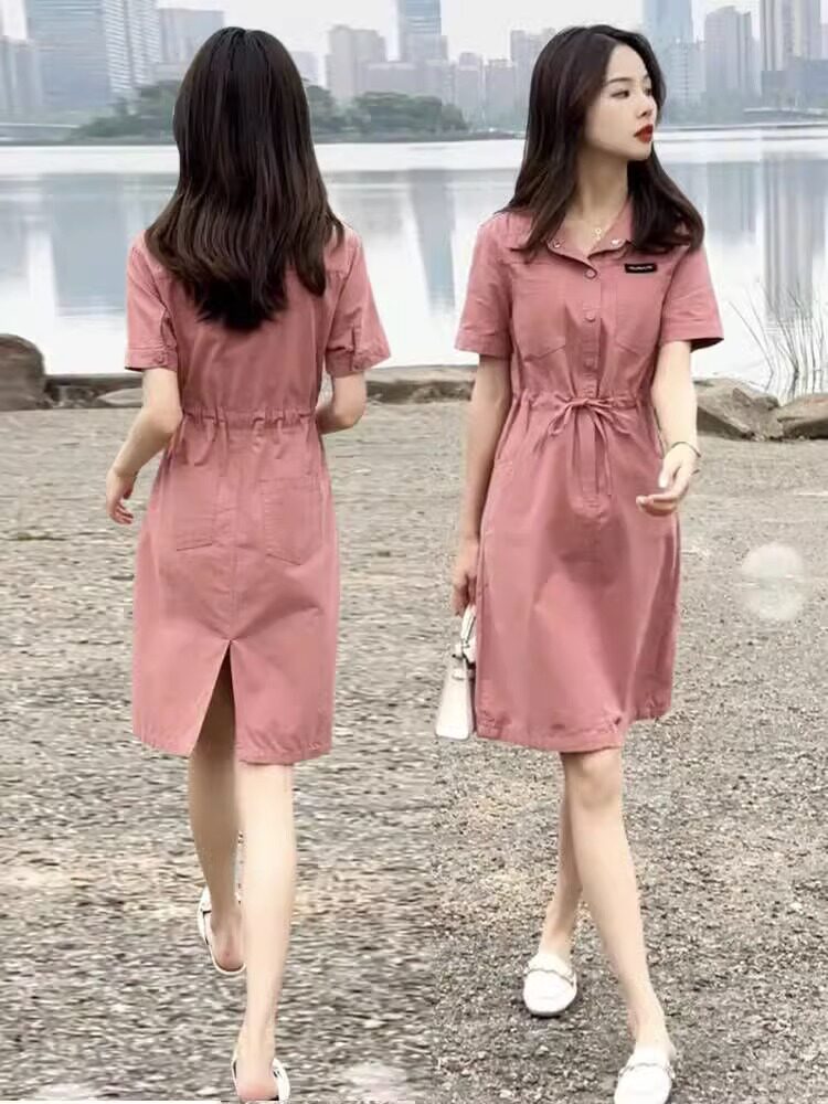 工装连衣裙2026新款女夏季高端气质法式时尚显瘦宽松短袖t恤裙子