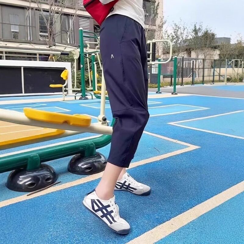 速干运动裤女夏季薄款2026新款高腰显瘦小个子九分休闲罗卜哈伦裤