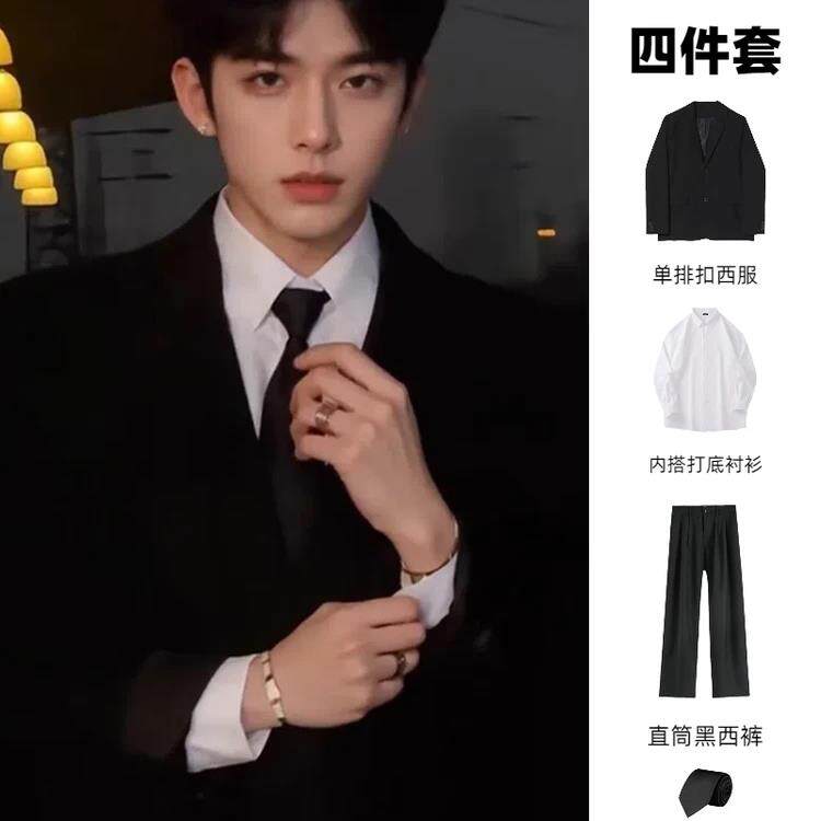 大学生西服套装男士韩版修身上衣商务职业正装外套小西装男春秋季