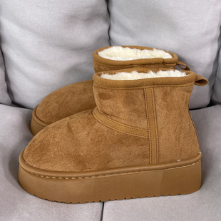 情侣百搭潮流保暖棉鞋 加绒加厚厚底雪地靴男女同款 新款 2025冬季