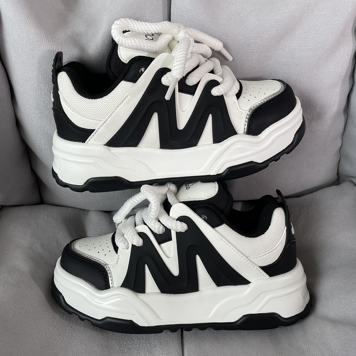 ins潮牌小众复古拼色增高厚底老爹鞋男女百搭潮流情侣运动面包鞋