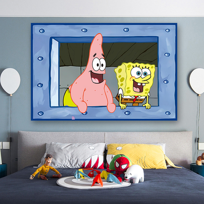 海绵宝宝墙贴宿舍墙面壁纸派大星章鱼哥窗口卧室装饰贴画自粘海报
